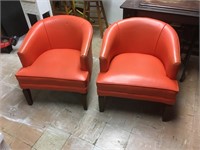 Orange Mid Century Modern Matching Chairs