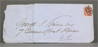 British 1850-1860 One Penny Stamp with Envelope