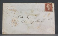 British 1850-1860 One Penny Stamp with Envelope