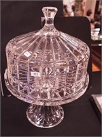 Crystal cake stand with dome, 17" high