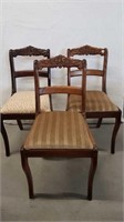 3 CARVED BACK SIDE CHAIRS