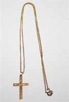Ladies Necklace w/ 14K Cross Pendant & Chain/