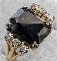 $2560 10K  Black Diamond(3ct) Diamond(0.03ct) Ring
