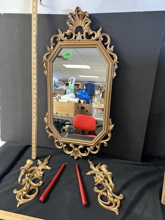 Mirror & candle holders with 2 candles