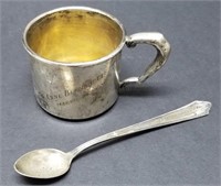 Sterling Silver Baby Cup & Spoon Dated 1954