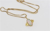 9ct yellow gold and solid opal pendant