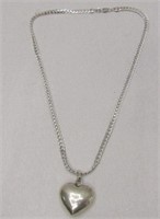 925 Silver Puffy Heart Pendant on Silver Chain