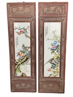 2 Chinese Famille Rose Porcelain Tiles