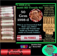 THIS AUCTION ONLY! BU Shotgun Lincoln 1c roll, 199