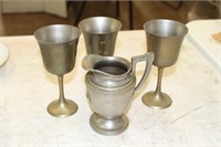 Pitcher and Stemmed cups