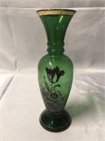 VINTAGE LEFTON HAND BLOWN EMERALD GREEN BUD