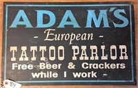 "Adam's Tattoo Parlor" Metal Sign