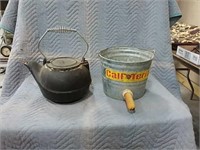 Calfteria bucket and cast tea pot