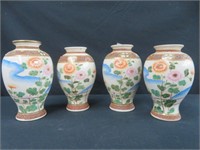 SET 4 ORIENTAL PORCELAIN VASES (1 CHIPPED)