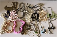 Box Filled with Costume Jewelry Necklaces