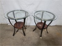 Modern Side Tables  with glass top 23 x 25 " high