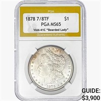 1878 7/8TF Morgan Silver Dollar PGA MS65 VAM-41C