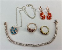 Sterling Silver Lady's Jewelry w/ Colorful Stones