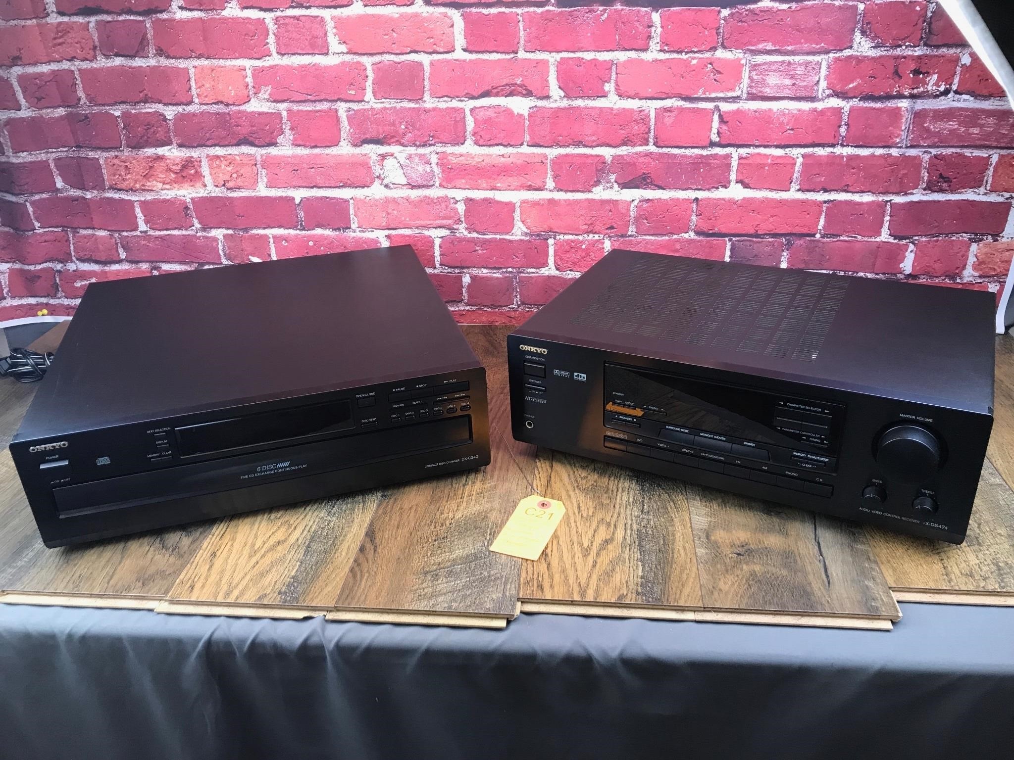 2pc Onkyo Stereo w/Remotes: Receiver, CD Player