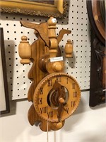 UNMARKED WOODEN OPEN CASE WALL CLOCK