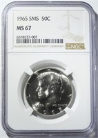 1965 SMS KENNEDY HALF NGC MS-67