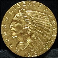 1913 $2.50 Indian Gold Quarter Eagle High Grade