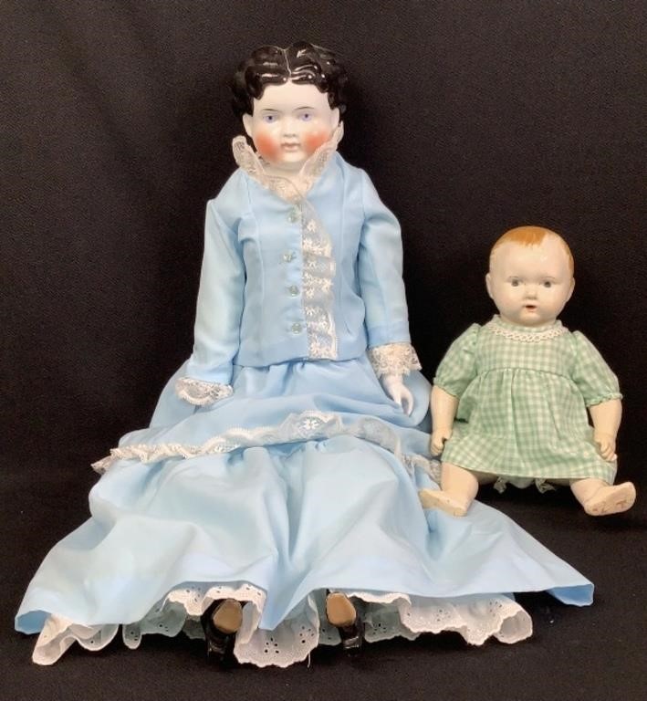 Antique Biskoline & Porcelain Dolls