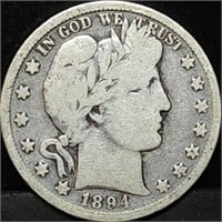 1894-S Barber Silver Half Dollar