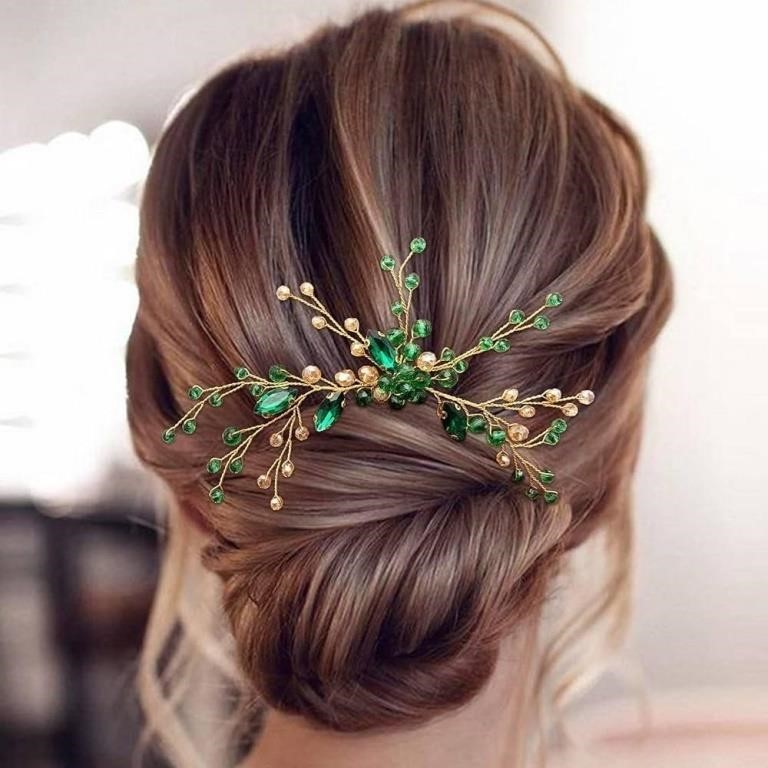 Emerald Green Crystal Hair Pin