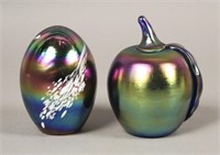 Iridescent Apple & Balos Egg Art Glass Paperweight