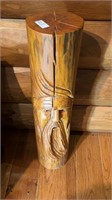 Wooden Carved Gnome Pillar