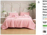 BOHOPOPM Blush Light Pink Comforter Set Queen