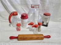 KITCHEN GLASS WARE, ROLLING PIN VINTAGE