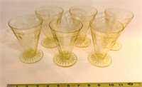 (6) Yellow Depression Glasses