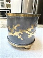 Vintage Chinese pewter Jardinere with brass