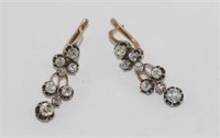 Antique 14ct gold & silver diamond drop earrings