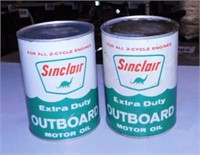 2 vintage Sinclair outboard motor oil cans, empty