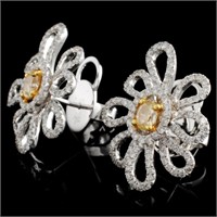 1.46ctw Fancy Color Diamond Earring in 18K WG