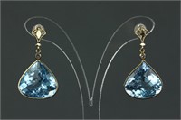14K Gold Blue Topaz & Diamond Earrings CRV $4125