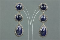 Sterling Silver Sapphire Diamond Earrings CRV$9850