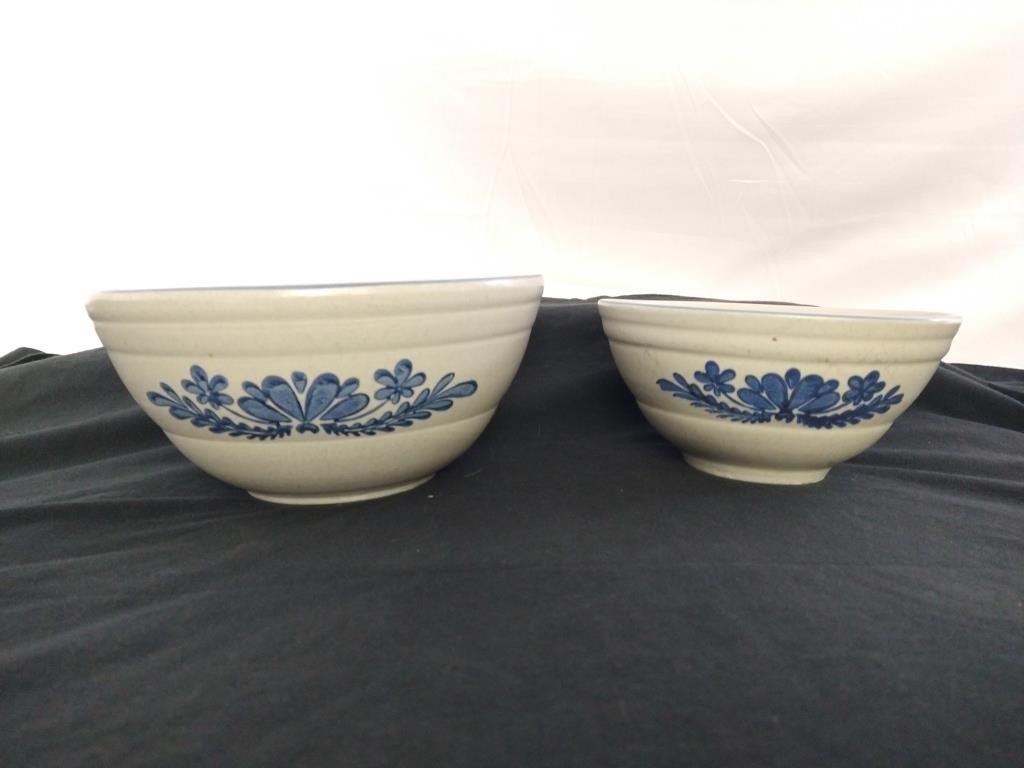 2 Pottery Mixing Bowls - Some Damage & Chips