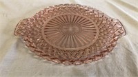 12" Quilted Diamond Pink Depress Cake Plate