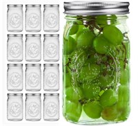 eleganttime Wide Mouth Mason Jars 32 oz with Lids