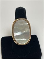 MOTHER OF PEARL BRONZE RING SIZE 8 1/2