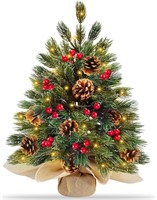 20 Inch Thick Tabletop Prelit Christmas Tree