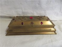 VINTAGE METAL JEWELED JEWELRY CASKET