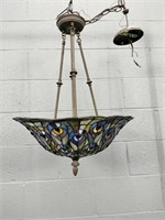 Tiffany Style Leaded Slag Glass Hanging Lamp