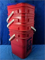 4 Large Buckets, one with lid 9.5"D x 13"H