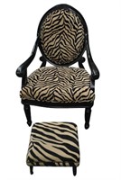 Zebra Print Chair & Ottoman