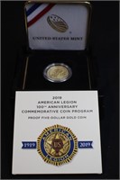 2019 Proof American Legion $5 Gold Coin